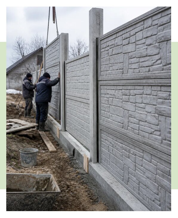 Бетонный забор цена за метр с установкой под ключ в Воронеже